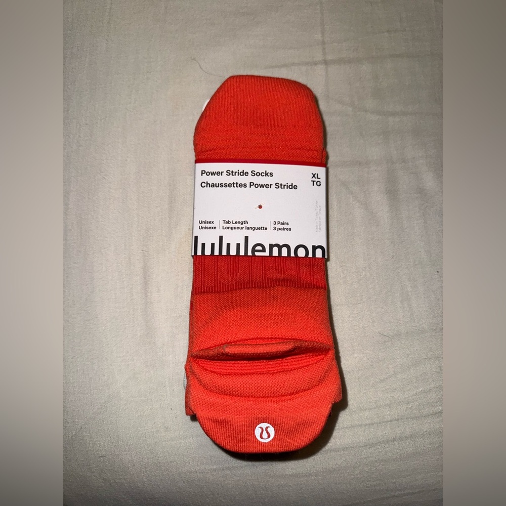 BRAND NEW- Lululemon athletica Power Stride Socks - Bright Orange (XL)